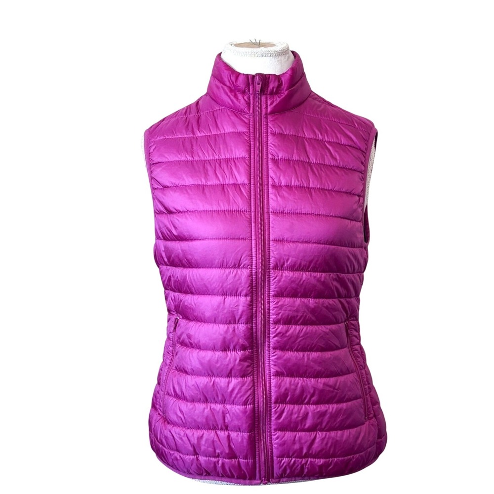Brooks Brothers Womens Puffer Vest Large Pink Quilted Zip Outdoor Layering Prep